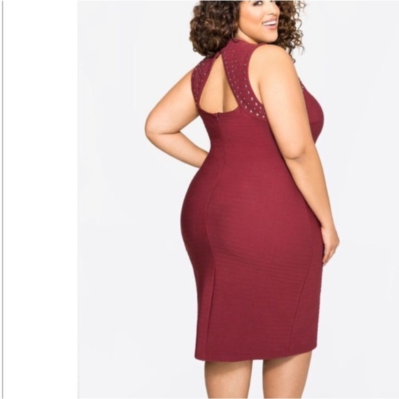 Ashley Stewart Burgundy Sleeveless Dress Studded Size 22/24  New With Tags - Picture 2 of 11